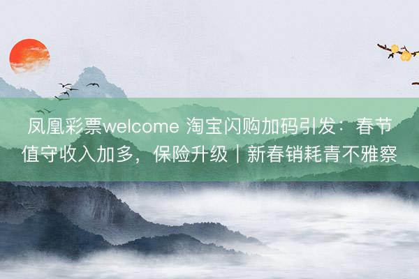 凤凰彩票welcome 淘宝闪购加码引发：春节值守收入加多，保险升级｜新春销耗青不雅察