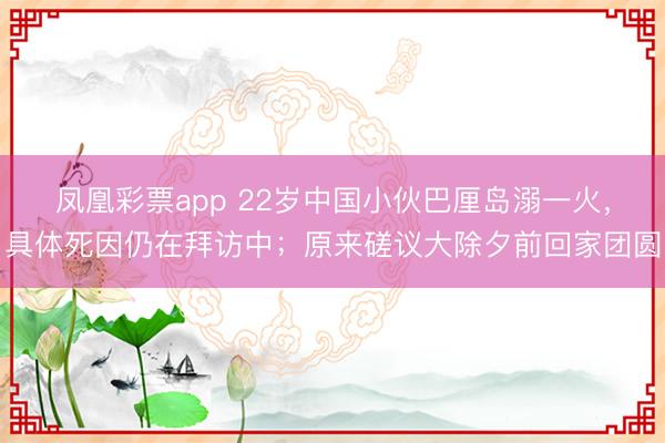 凤凰彩票app 22岁中国小伙巴厘岛溺一火,具体死因仍在拜访中;原来磋议大除夕前回家团圆