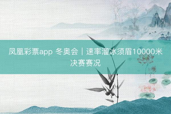 凤凰彩票app 冬奥会｜速率溜冰须眉10000米决赛赛况