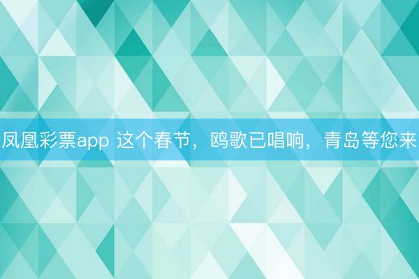 凤凰彩票app 这个春节，鸥歌已唱响，青岛等您来