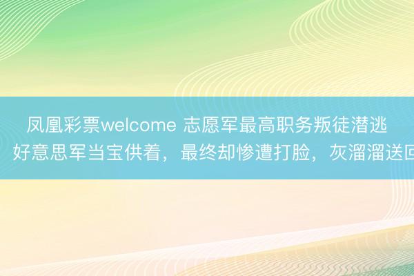 凤凰彩票welcome 志愿军最高职务叛徒潜逃，好意思军当宝供着，最终却惨遭打脸，灰溜溜送回