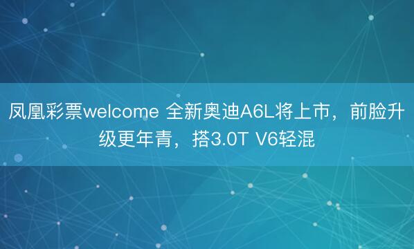 凤凰彩票welcome 全新奥迪A6L将上市,前脸升级更年青,搭3.0T V6轻混