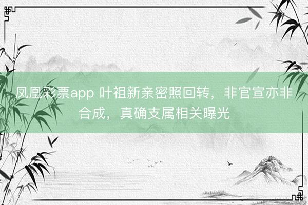 凤凰彩票app 叶祖新亲密照回转，非官宣亦非合成，真确支属相关曝光