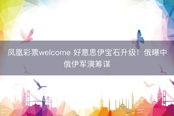 凤凰彩票welcome 好意思伊宝石升级！俄曝中俄伊军演筹谋