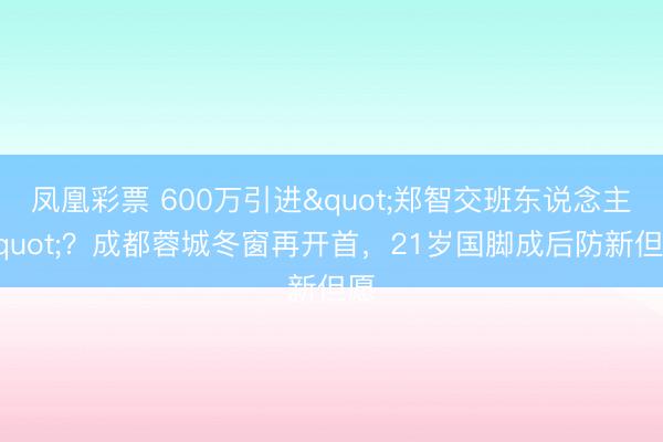 凤凰彩票 600万引进"郑智交班东说念主"?成都蓉城冬窗再开首,21岁国脚成后防新但愿