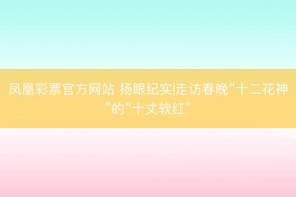 凤凰彩票官方网站 扬眼纪实|走访春晚“十二花神”的“十丈软红”